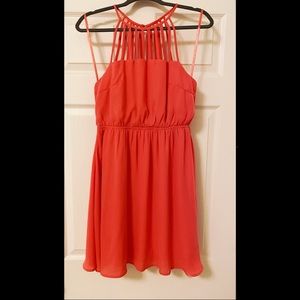 Coral cage dress